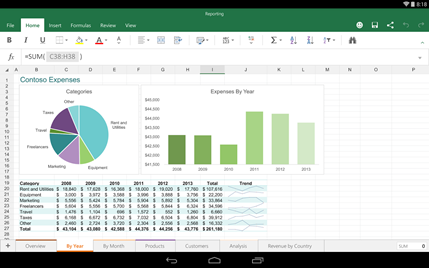 微软office android平板电脑版excel